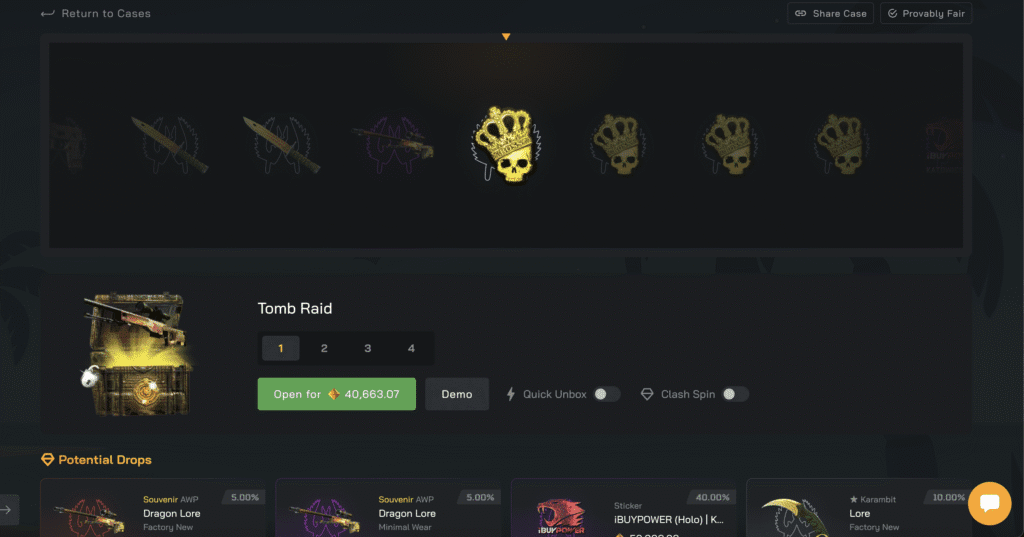 clash.gg tomb raid case